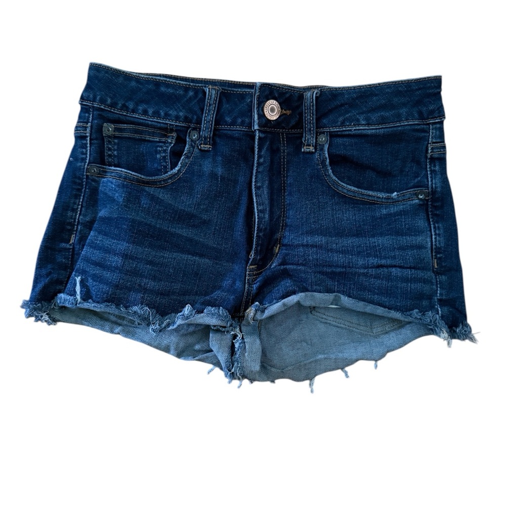American Eagle Denim Blue Women's High Waisted Shorts - Size 6